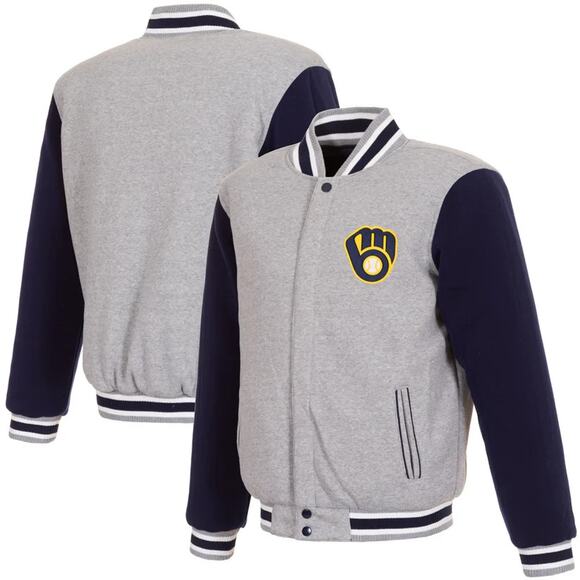 Milawaukee Brewers JH Design Reversible Fleece Jacket - Picture 1 of 6